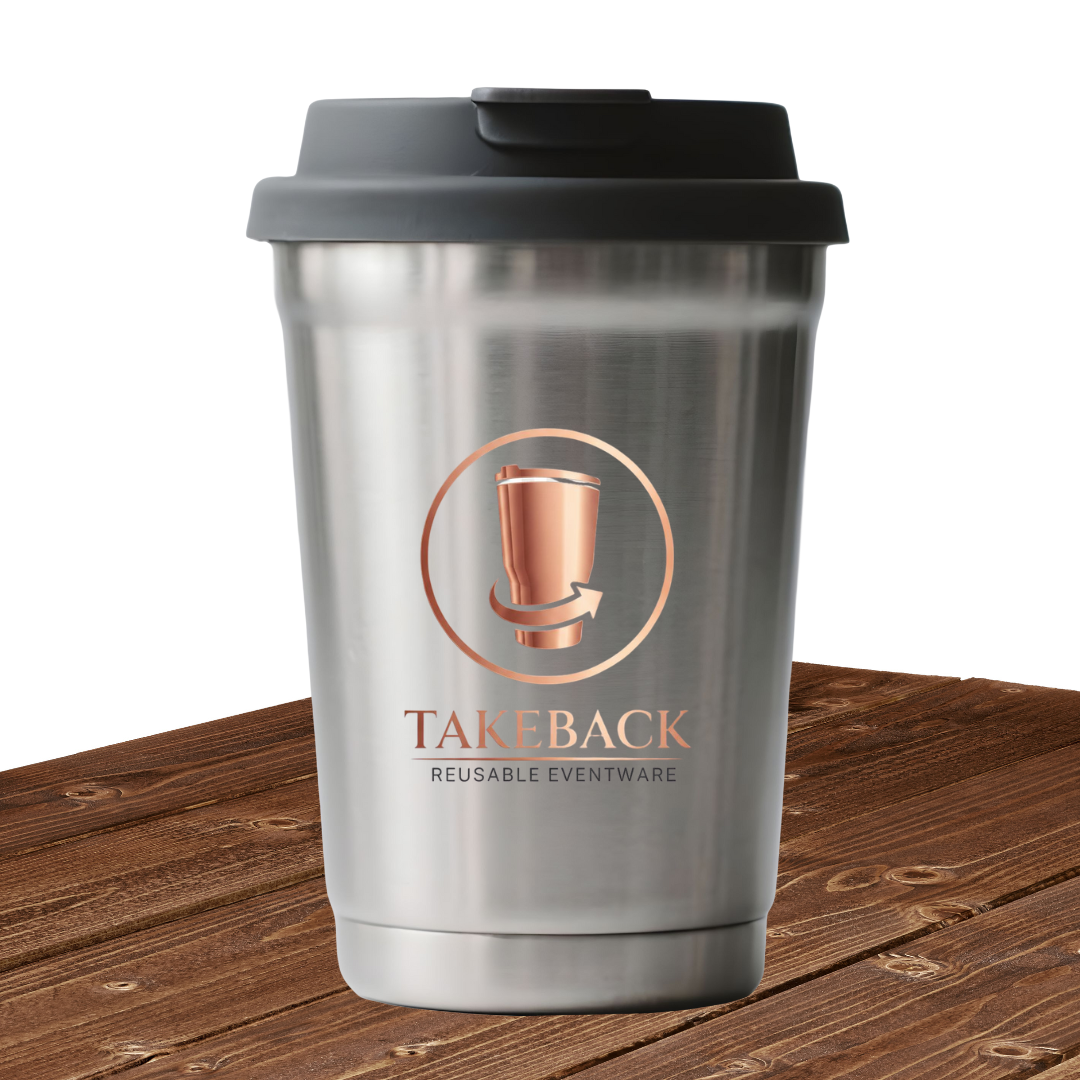 Stack of reusable coffee cups